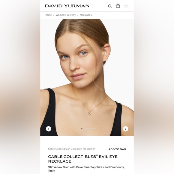 DAVID YURMAN 18K GOLD EVIL EYE NECKLACE - Picture 2 of 15